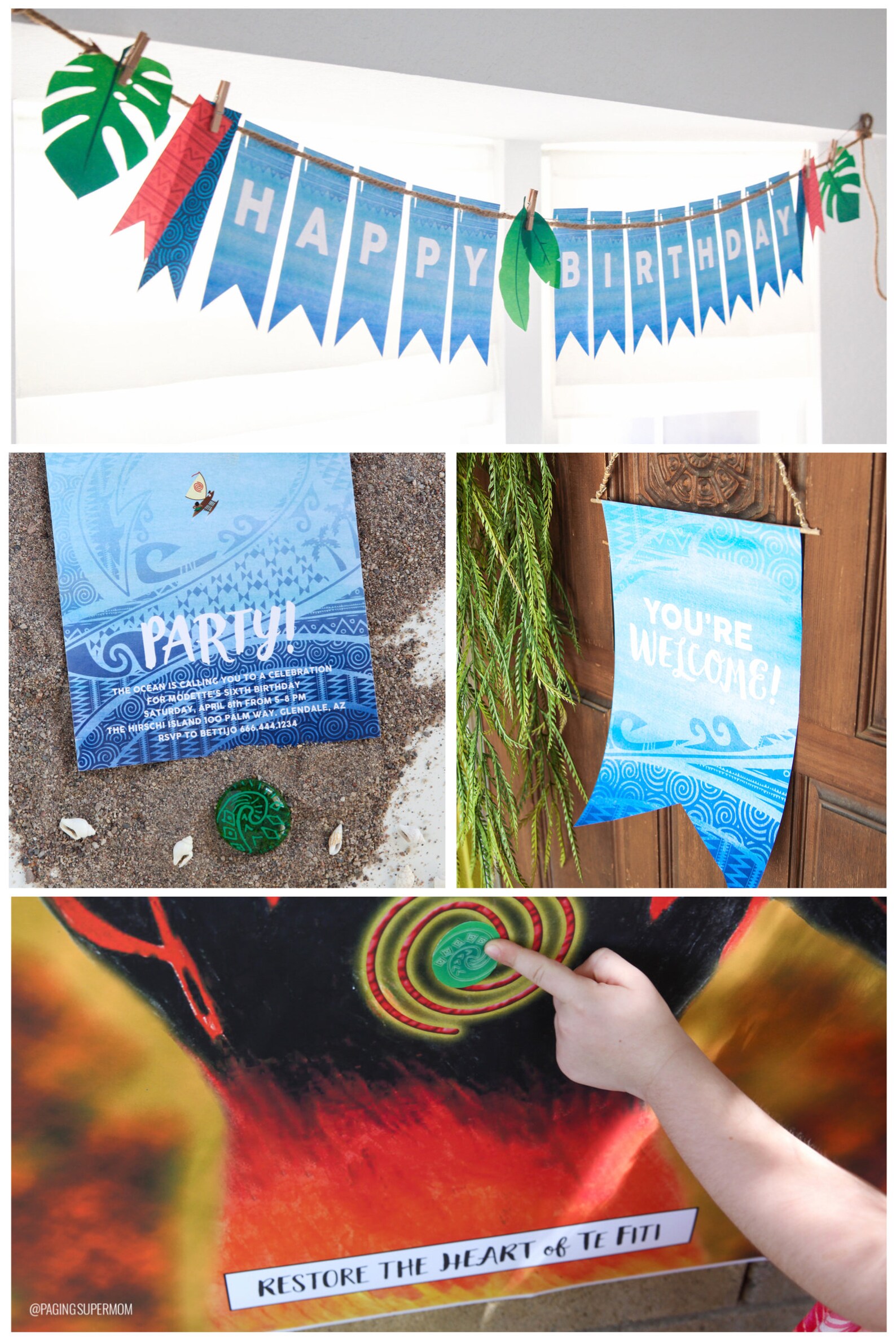 Moana Party Flags Printable &amp; Editable PDF Instant - Etsy Australia