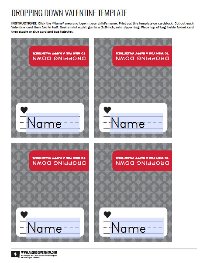 Editable Paratrooper dropping Down Valentine Template Printable PDF ...