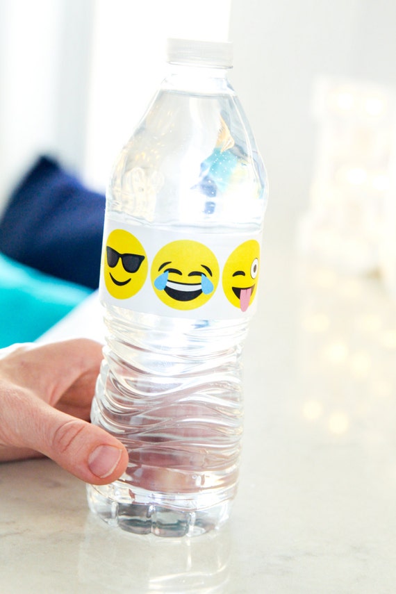 Emoji Party Water Bottle Wraps Printable PDF Party Decor Etsy