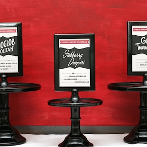 Halloween Party Decor - Vampire Cocktails Blood Bar Drink Printables, Instructions & Recipes