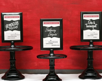 Halloween Party Decor - Vampire Cocktails Blood Bar Drink Printables, Instructions & Recipes