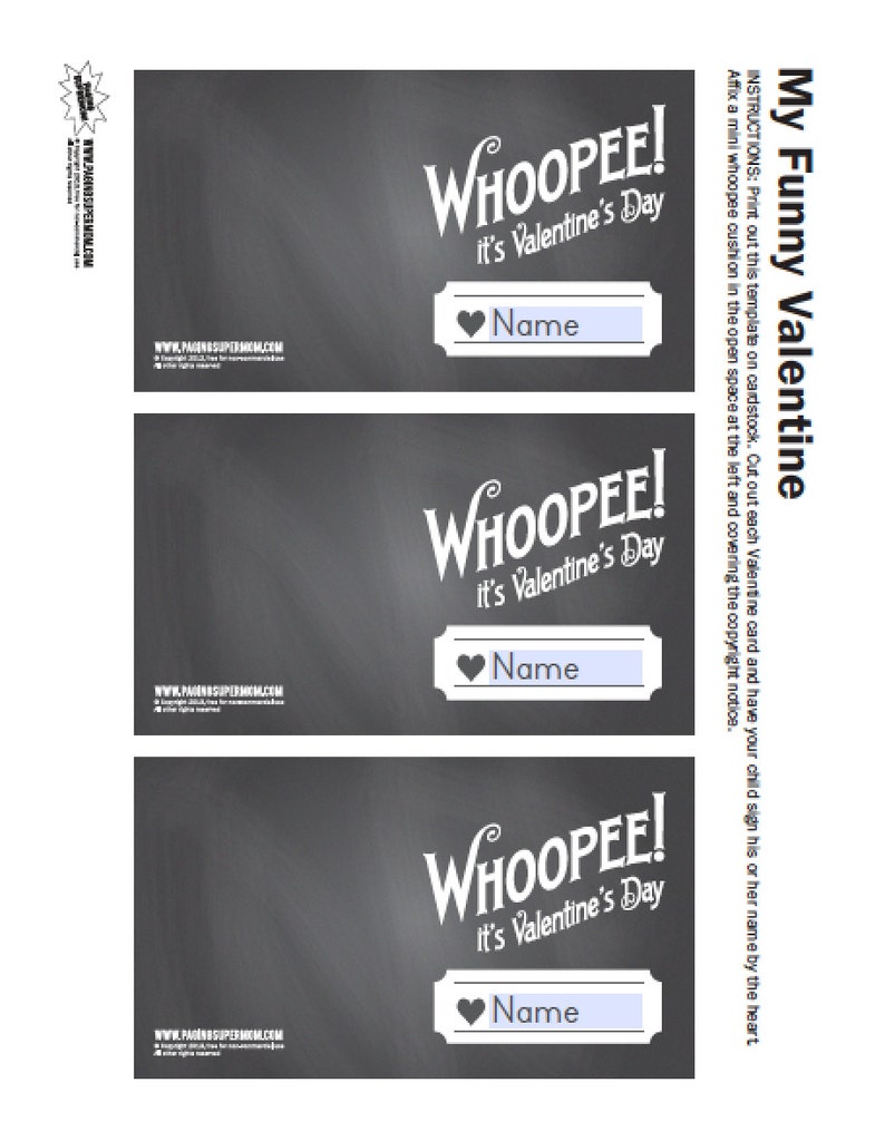 Editable Whoopee Cushion Valentine Template Printable PDF Whoopie Cushion Class Valentines image 2