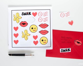 Love Notes SVG Bundle - Mod Valentines & SWAK Sealed With A Kiss SVG file bundle for Cricut and Silhouette Cutting Machines