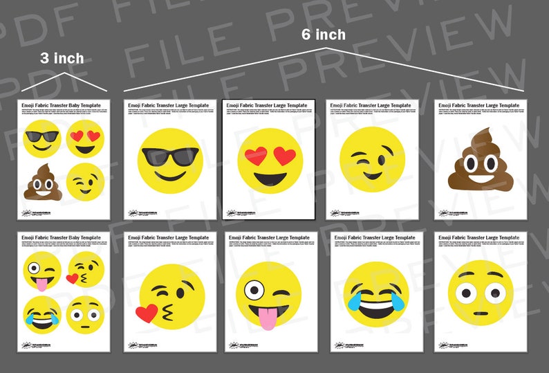 DIY Emoji Tees &amp; Onesies -- Printable PDF Iron-on Template With 8 ...