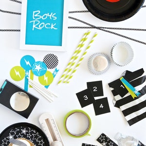 Rock Star Baby Shower Record Labels for Paper Plate Records Printable PDF Gender Neutral Boy & Girl Colors Available image 6