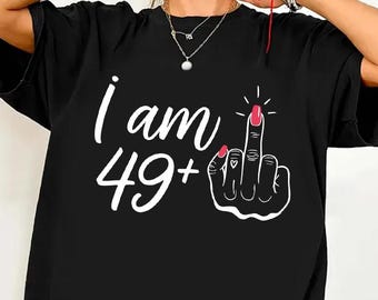 Personalisiertes 50.Geburtstag Shirt, lustiges Mittelfinger T-Shirt