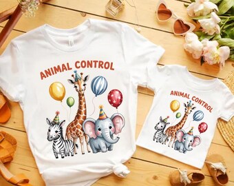 Benutzerdefinierte Familie Safari Shirt Animal Control Mama Dada Geburtstagsparty Passenden Squad Urlaub T-Shirt