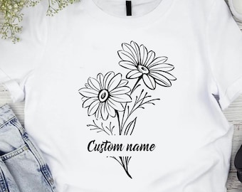 Personalisiertes Geburtsblumen-Shirt, benutzerdefiniertes grafisches Blumen-T-Shirt