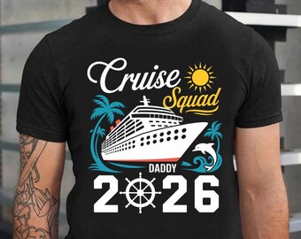 Individuell angefertigtes Cruise Squad 2026 Shirt | Personalisierte Familien Passende Reise | Retro Nautical Group Urlaub T-Shirt