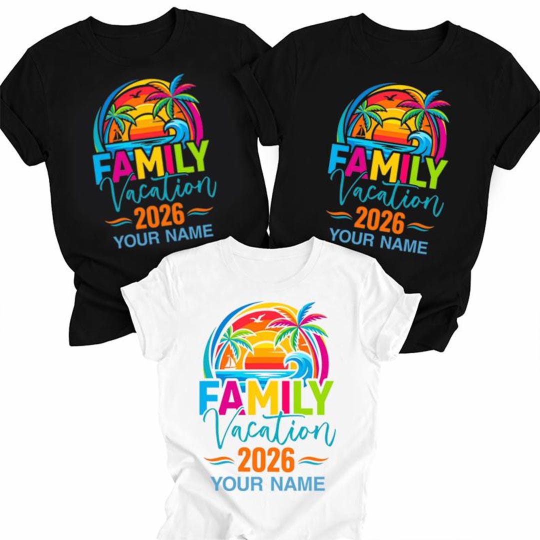 Custom Name Family Vacation 2026 Shirt, Personalized Trip Tee, Neon ...