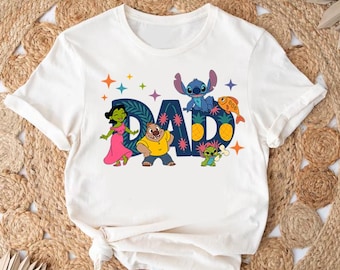 Benutzerdefinierte Disney Dad Shirt, personalisierte Stitch Ananas Hawaii-T-Shirt, Vatertag Familie Passendes Outfit, Disneyland Urlaub Top