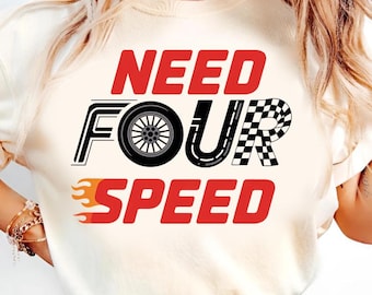 Camiseta de cumpleaños para niño de Need Four Speed, camiseta personalizada para fiesta familiar de autos de carreras