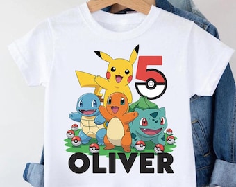 Benutzerdefinierte Name Monster Freunde 5. Geburtstag Shirt, Gelb Electric Creature Kinder Party Tee Geschenk