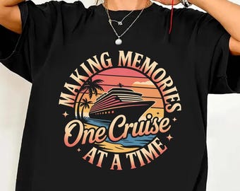 Memories One Cruise At Time Shirt machen | Retro Sonnenuntergang Segeln | Vintage Ozean Reise