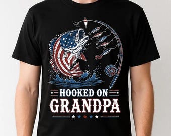 Benutzerdefinierte Opa Shirt, personalisierte amerikanische Flagge Angeln T-Shirt, US Flagge Bass Fisch Opa Geschenk Outfit, Vatertag Top