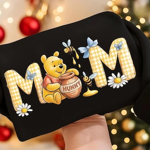 Camiseta fofa para mamãe ursinho de mel, camiseta para mamãe com pote de mel, camiseta xadrez amarela para mamãe, presente clássico para mamãe urso, camiseta "Mamãe gentil" para mamãe, camiseta com estampa de mamãe doce