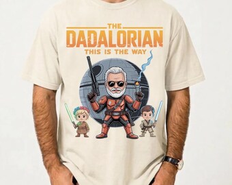 Personalisiertes Dad-T-Shirt, Kopfgeldjäger-Vatergeschenk, benutzerdefiniertes Kindernamen-Shirt, Star Wars Dad Gang