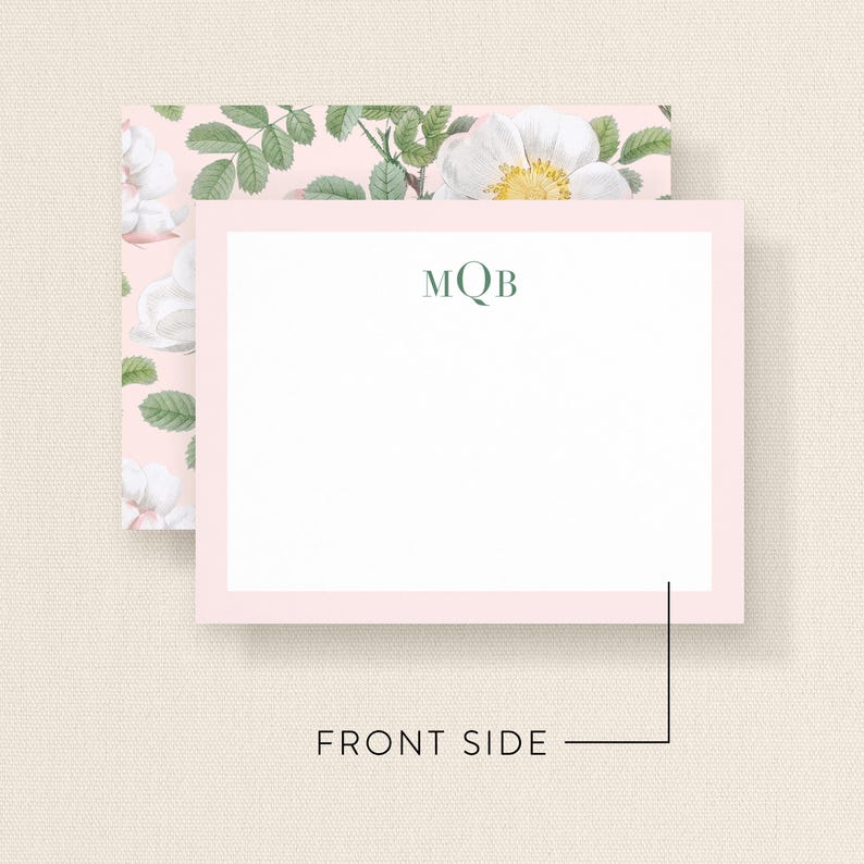 Floral Monogram Stationery Set, 25 Notecards With Envelopes - Etsy