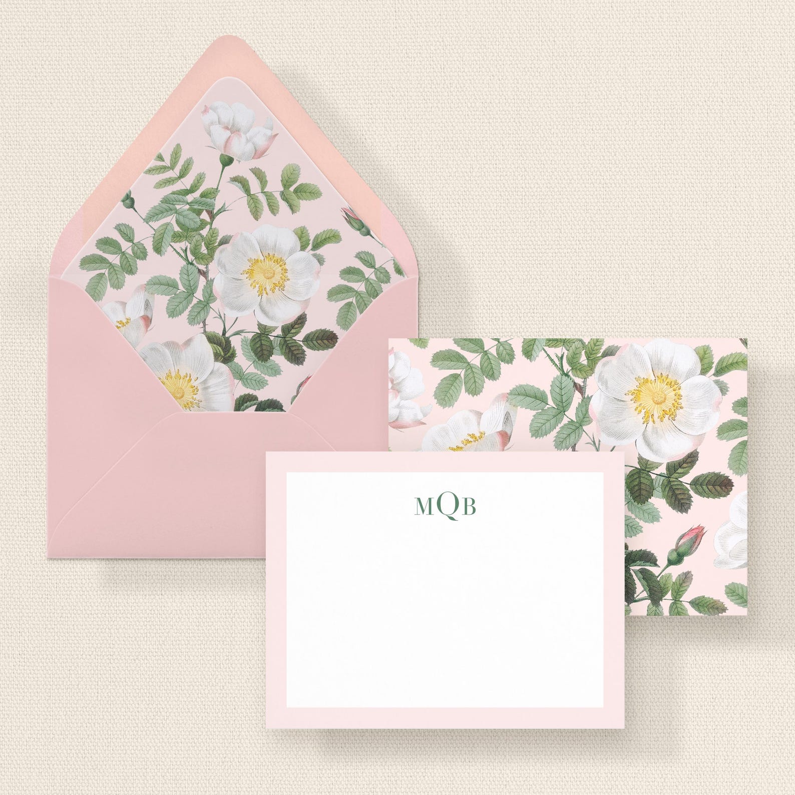 Floral Monogram Stationery Set, 25 Notecards With Envelopes - Etsy