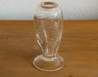 Jarrón pequeño de cristal soplado a mano estilo vintage – Cristal burbuja color champán – MCM