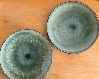Set of 2 Vintage Jars France Tourron Samoa Vert Dinner Plates – Green French Stoneware