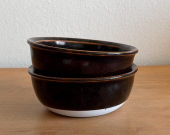 Set of 2 Taylor & Ng Japan Stoneware Bowls – Brown Tenmoku-Style Glaze – 1970s