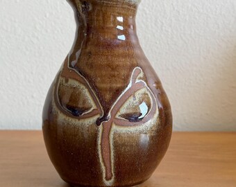 Small Vintage Studio Pottery Pitcher – Amber Brown Glaze – Two Potters Colorado, 1960s