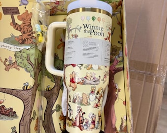 40oz Winnie The Pooh Tumbler with Handle Insulated Travel Cup  Gift Box Included