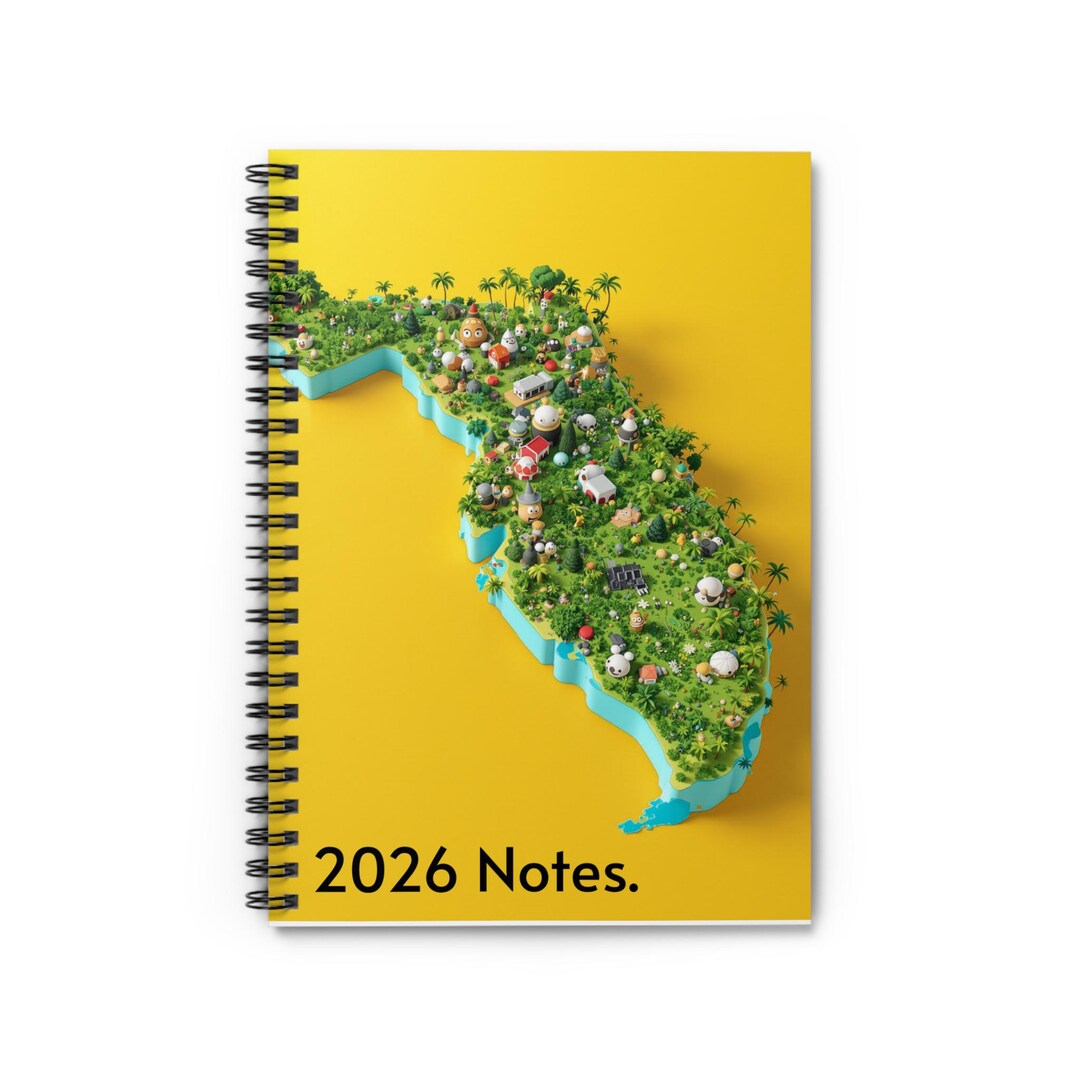 Florida Island Map Notebook | Spiral Ruled Notebook, Tropical State Map ...