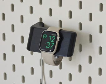 Apple Watch Ladestation für IKEA Skadis - Wandhalterung Dock, Schutzring, Nachttisch-Modus, Skadis Zubehör