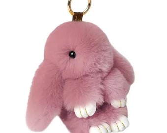 Cute Long-Ear Bunny Keychain – Plush Fur Rabbit Bag Charm