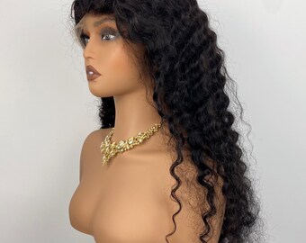 Deep Wave Virgin Human Hair Wigs, 180% Density 13x6 Frontal HD Swiss Lace Wig