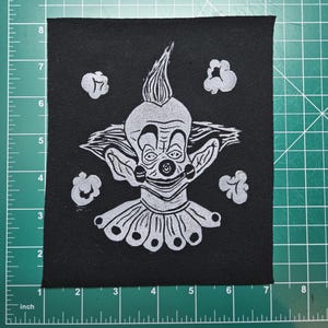 Patch Killer Klown popcorns - Linogravure imprimée à la main