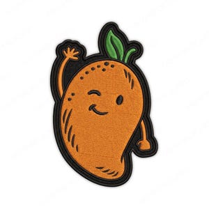 Cute Mango Iron On Patch Kawaii Fruit Applique Easyembroidered Winking Food Badge DIY Clothes Decor