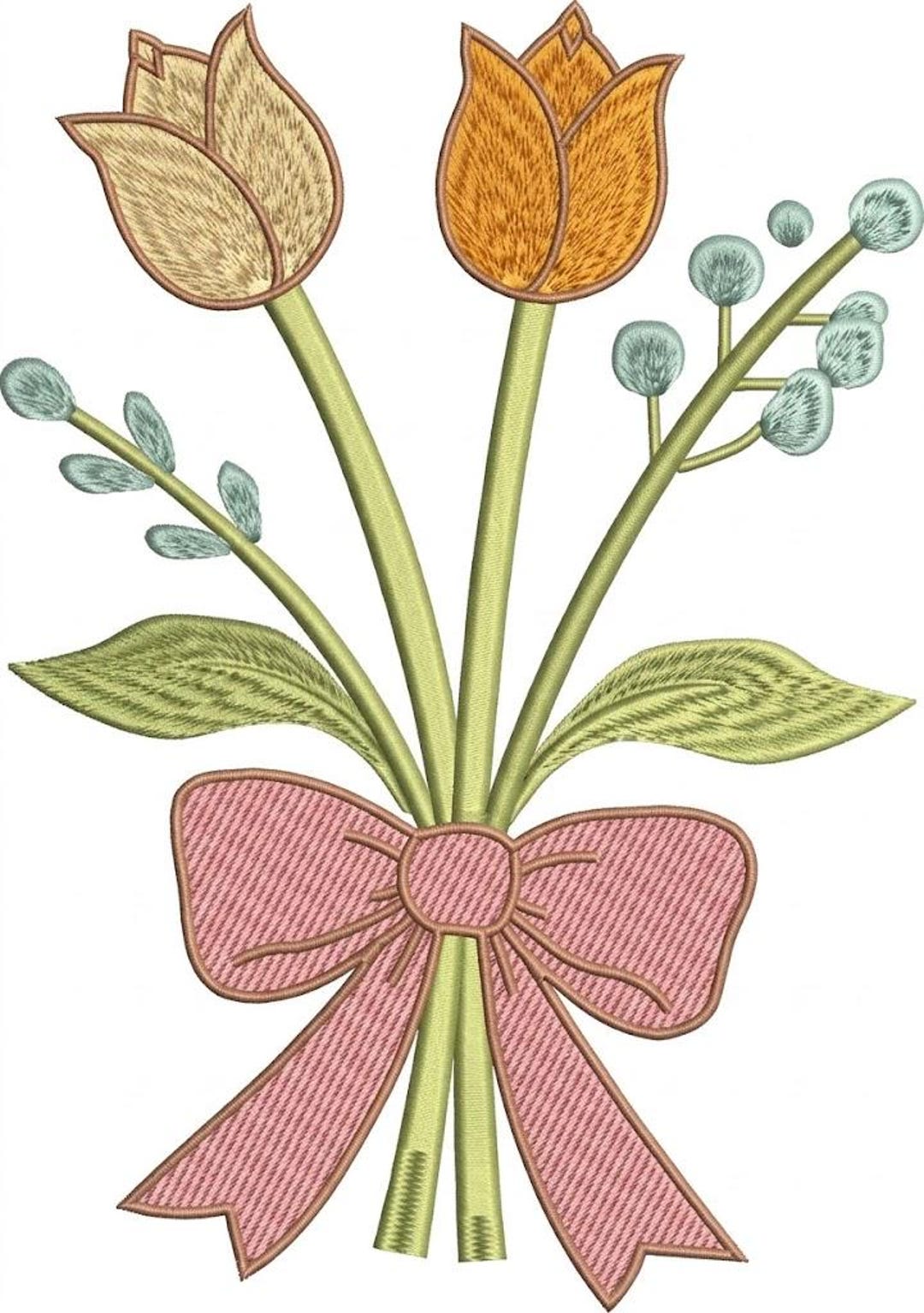 Spring Wildflower Bouquet Machine Embroidery Design, Floral Meadow ...