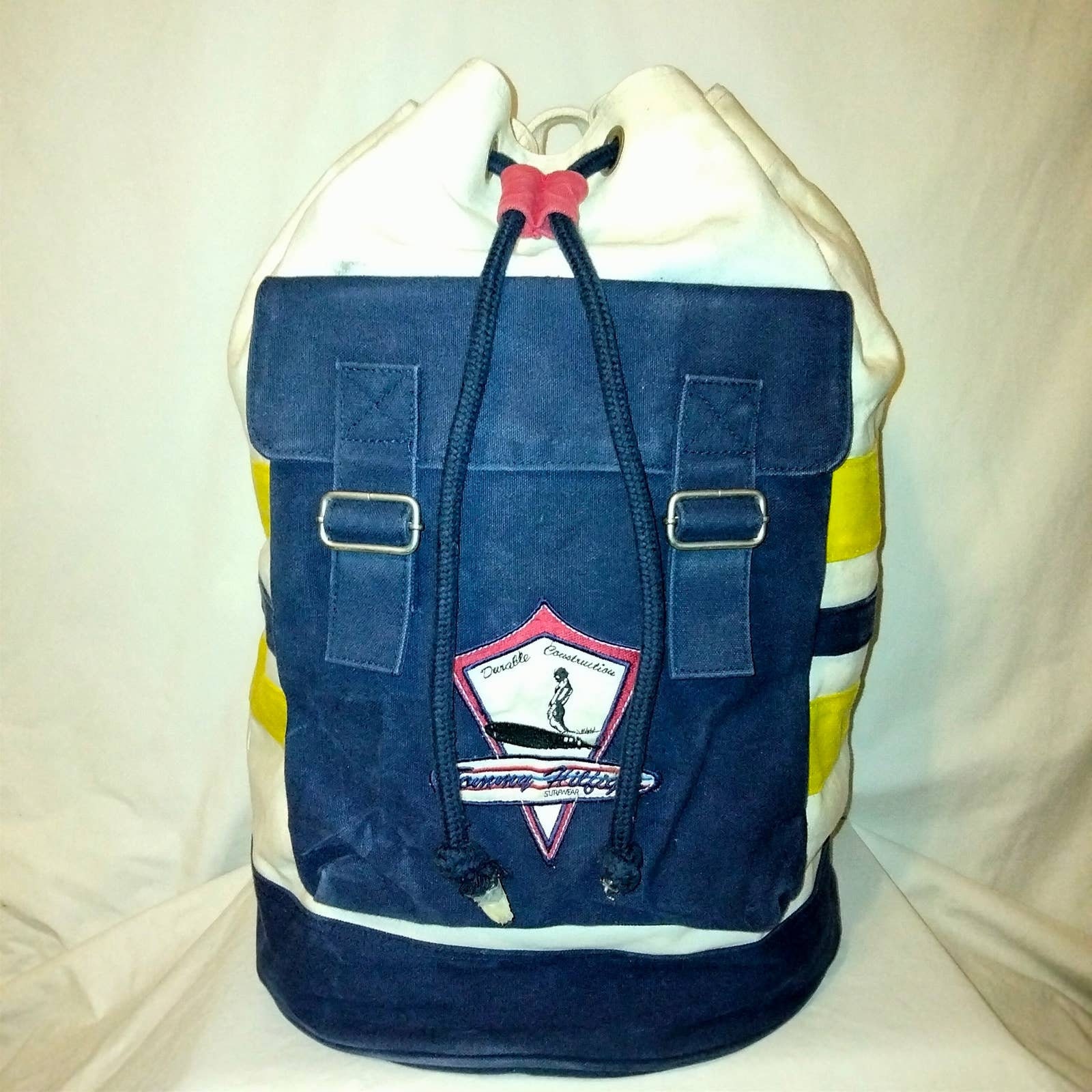 Tommy Hilfiger Striped Canvas Backpack Navy White Trim Y2K Retro‎ Streetwear Buy Tommy Hilfiger Back to School Backpack for Teens Edge  main image 2