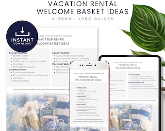 Airbnb Welcome Basket Ideas | Vacation Rental Guest Gift Checklist | VRBO STR Host Guide | Canva Printable | Instant Download
