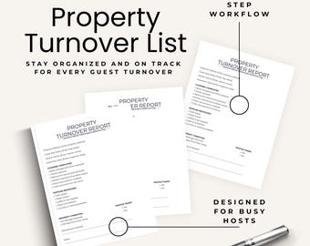 Airbnb Property Turnover Report | Vacation Rental Turnover Checklist | VRBO STR Host Template | Canva Printable | Instant Download