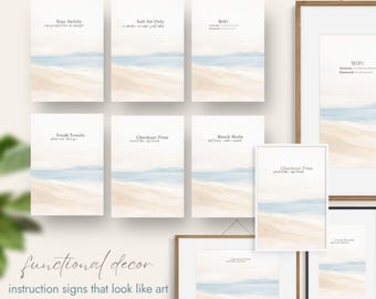 Conjunto de láminas decorativas para pared de Airbnb con temática costera / Decoración para casas de vacaciones en la playa (Descarga instantánea)