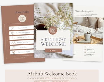 Airbnb Welcome Book Template, Editable Canva Guest Guide, VRBO House Manual, STR Host Binder, Vacation Rental Printable, Instant Download