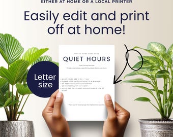Airbnb Quiet Hours Sign | Vacation Rental Noise Policy Template | VRBO STR Guest Noise Rules | Editable Canva Printable Instant Download