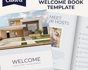 Plantilla editable de Canva para libro de bienvenida / Guía para huéspedes de Airbnb, manual de la casa (descarga digital)