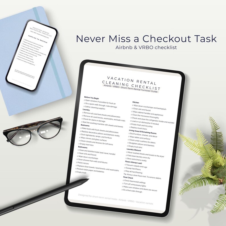 Vacation Rental Checklist.pdf Vacation Rental Cleaning Checklist Printable Airbnb Turnover Checklist ...