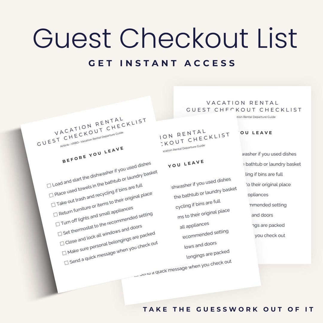 Vacation Rental Guest Checkout List | Editable Canva Departure Guide ...