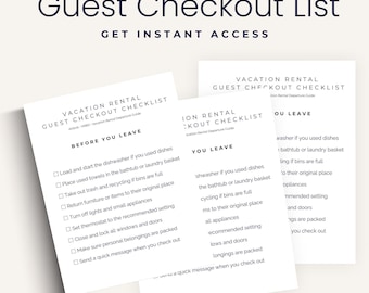 Airbnb Guest Checkout List | Vacation Rental Checkout Checklist | VRBO STR Departure Guide | Editable Canva Printable Instant Download