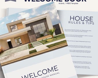 Airbnb Welcome Book Template | Editable Canva Guest Guide | Airbnb House Manual | VRBO Host Guidebook | Vacation Rental Bundle & Signs STR