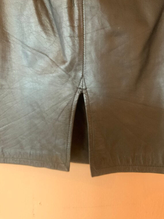 Vintage Black Leather Pencil Skirt 1980s, 80s, Fi… - image 4