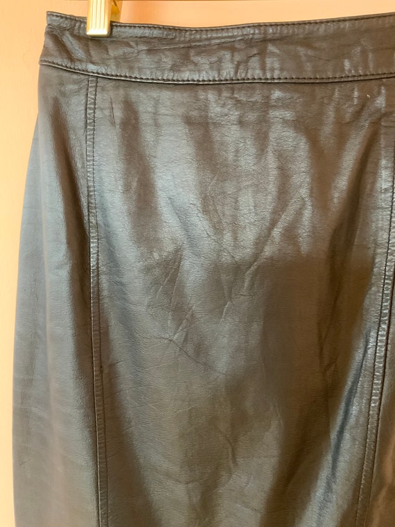 Vintage Black Leather Pencil Skirt 1980s, 80s, Fi… - image 5