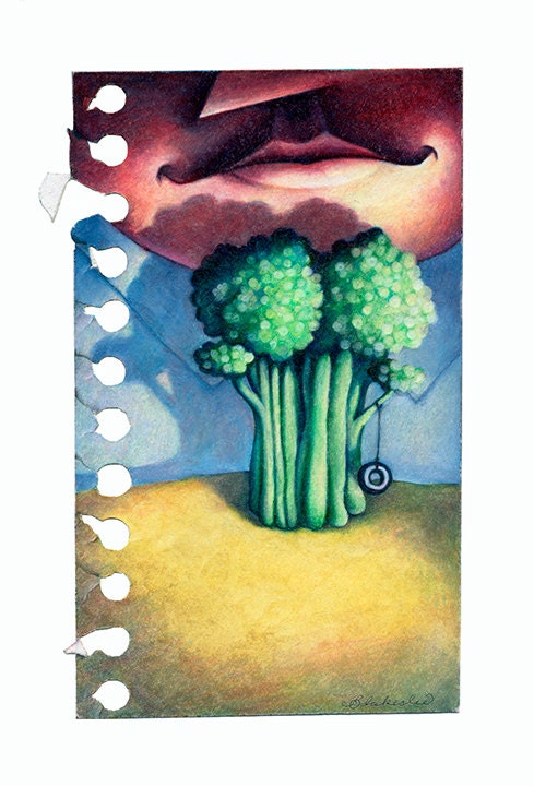 The Broccoli Tree is a drawing of broccoli with a tire swing