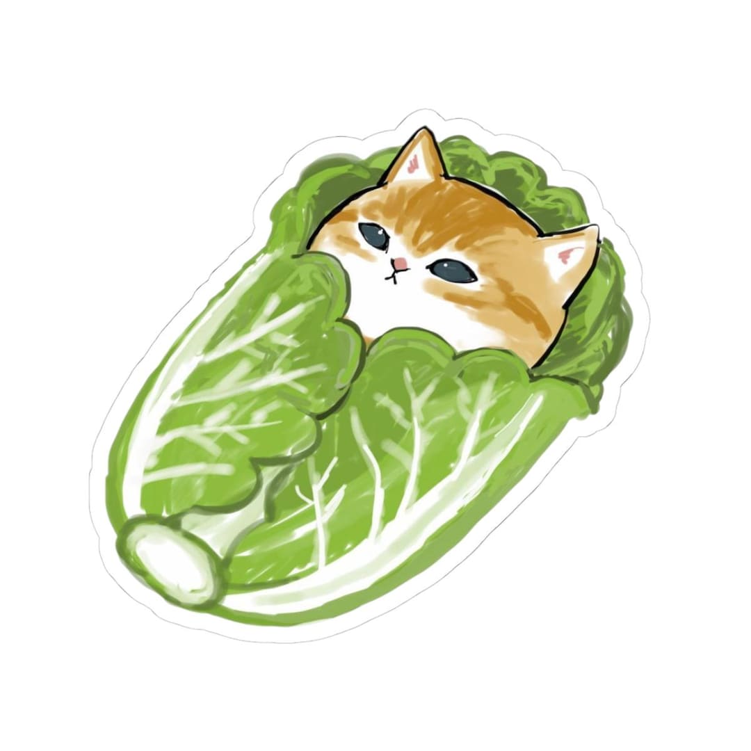 Cabbage Cat Sticker | Mofusand Ginger Kitty - Etsy